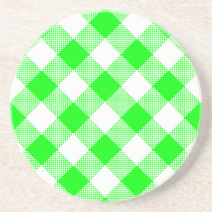 Grès en vichy série : Dessous de verre vert 1 de nombre