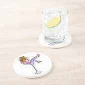 Grès Fille dans un Dessous de verre en verre Martini - (Côté)