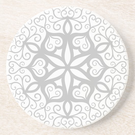 Grès Fleur fractale en N&B ornement 4 dessous de verre (Devant)