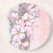 Grès Fleurs de cerisier abstraites dessous de verre en (Devant)