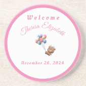 Grès Joli Ours et Ballons Fille Dessous de Verre en Grè (Devant)