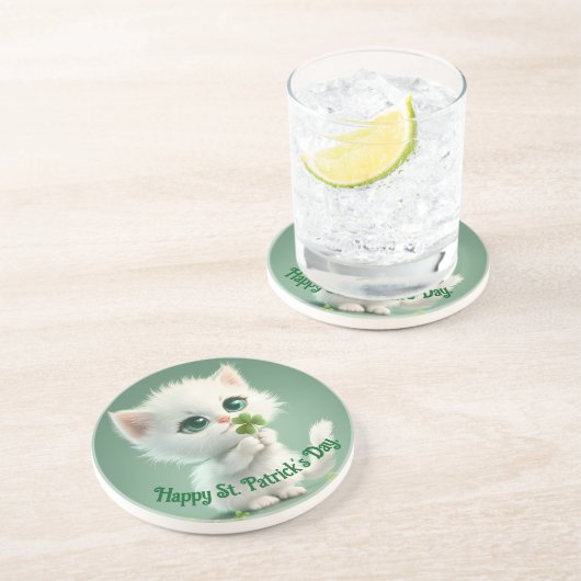 Grès Kitten Avec Dessous de verre Shamrock En Pierre  (Côté)