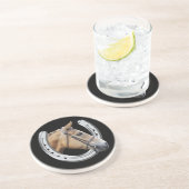 Grès La tête de cheval dans des dessous de verre en fer (Côté)