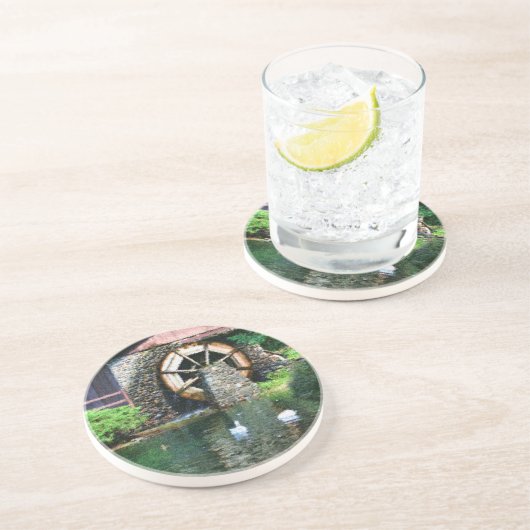 Grès Roue d'eau en bois Dessous de verre de peinture ph (Côté)