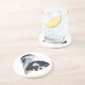 Grès Shih Tzu noir et blanc sur dessous de verre en grè (Côté)