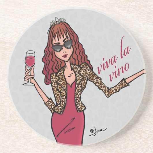 Grès Viva La Vino Leopard Queen Dessous de verre en grè (Devant)