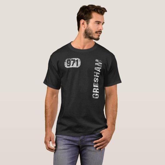 Gresham Oregon 971 Area Code Retro T-shirt (Voorkant volledig)