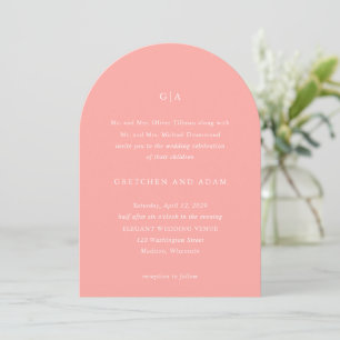 Gretchen Koraal Roze Elegante Huwelijk Kaart