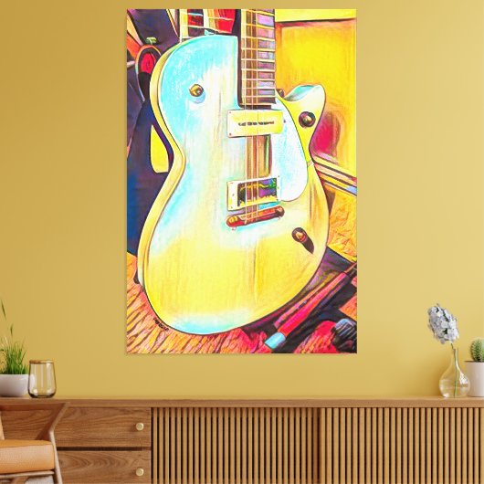 Gretsch Les Paul, Abstracte gitaar Canvas Afdruk (Insitu (Woonkamer))