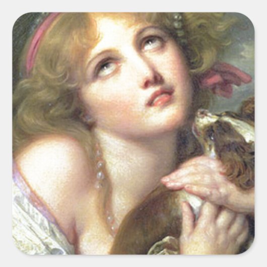 Greuze Papillon/Phalene "Fidelity" Vierkante Sticker (Voorkant)