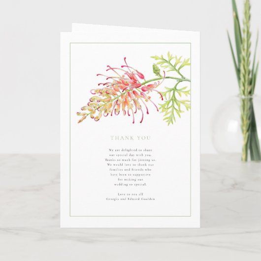 Grevillea aquarel bloem groen wit bruiloft programma (Achterkant)