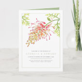 Grevillea aquarel bloem groen wit bruiloft programma (Voorkant)