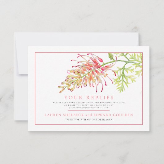 Grevillea aquarelle florale options mariage RSVP (Dos)