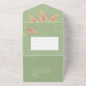 Grevillea waterverf bruiloft RSVP details groen QR All In One Uitnodiging (Buitenkant)