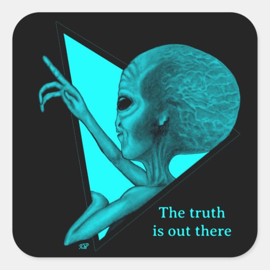 Grey Alien, de waarheid is er Vierkante Sticker (Voorkant)