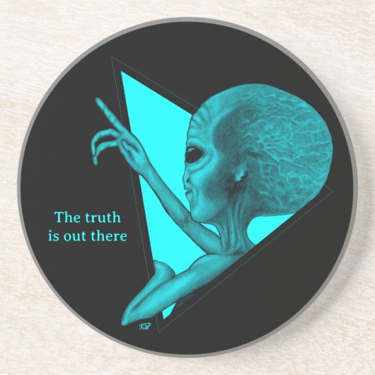 Grey Alien, de waarheid is er Zandsteen Onderzetter (Voorkant)