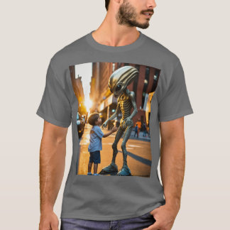 Grey Alien en de jongen op Golden Hour T-shirt