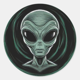 Grey Alien Head Sticker Set