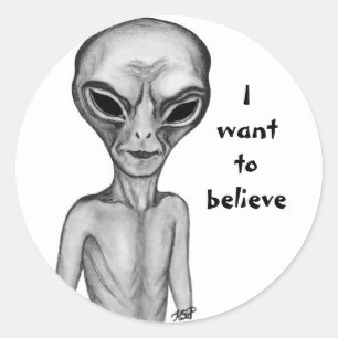 Grey Alien, ik wil geloven Ronde Sticker