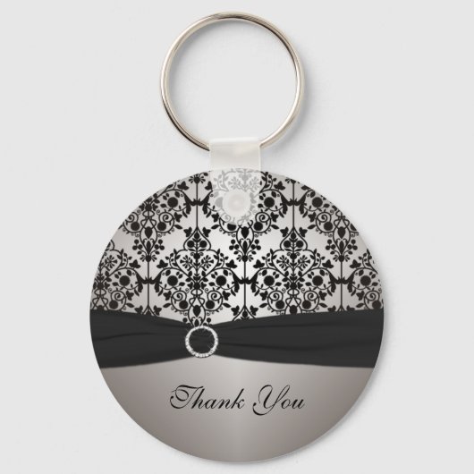 Grey and Black Damask Sleutelhanger (Voorkant)