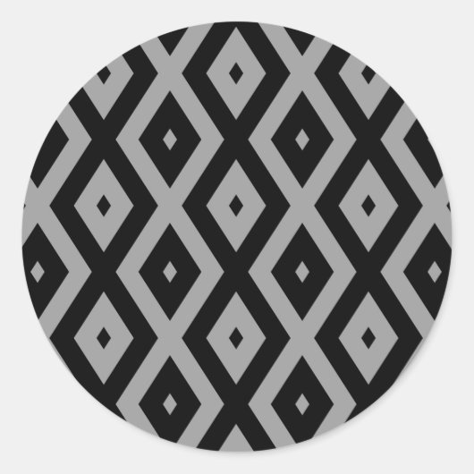 Grey and black diamond pattern ronde sticker (Voorkant)