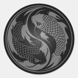 Grey and Black Yin Yang Koi Fish Ronde Sticker
