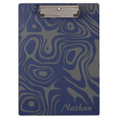 Grey and Blue Abstract Swirly Pattern Personalised Klembord (Voorkant)
