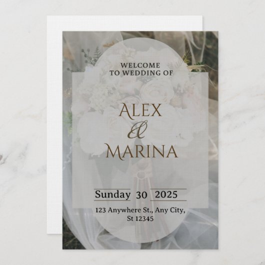 Grey And Brown Elegant Wedding Invitation (Devant / Derrière)