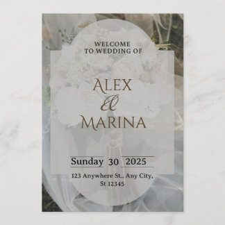 Grey And Brown Elegant Wedding Invitation Kaart