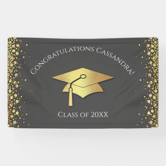 Grey and Gold Graduation Spandoek (Horizontaal)