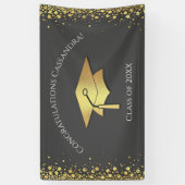 Grey and Gold Graduation Spandoek (Verticaal)