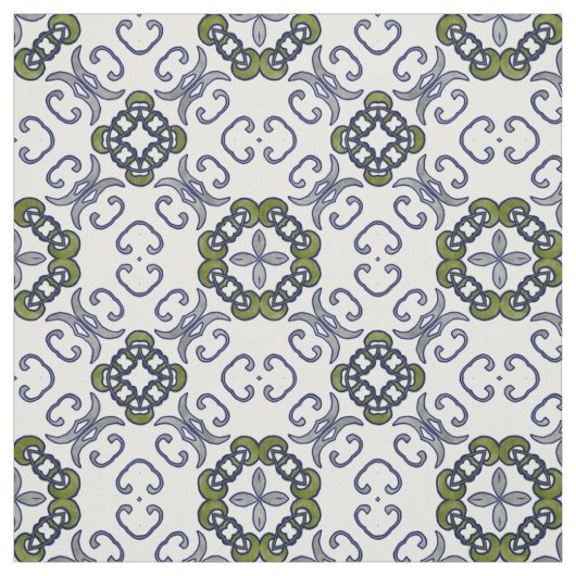 Grey and Green Floral Damask Pattern Stof (Swatch)