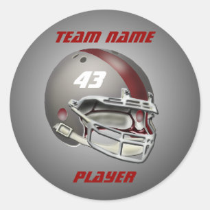 Grey and Maroon Football Helmet Ronde Sticker