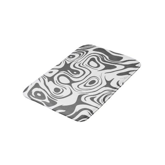 Grey and White Abstract Swirly Pattern Badmat (Gekanteld)