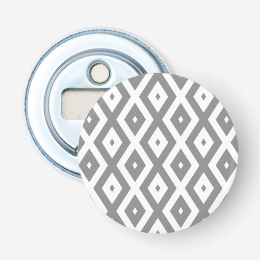 Grey and white diamond pattern button flesopener (Voorkant)