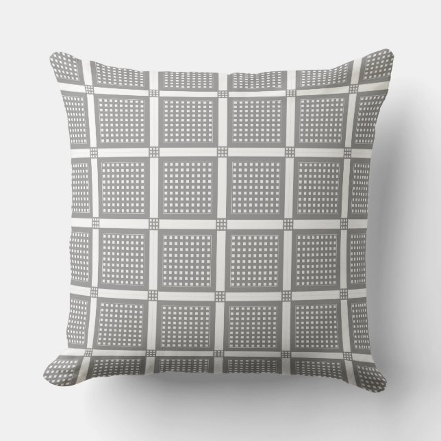 Grey and white geometric checkered pattern kussen (Voorkant)