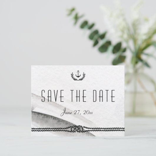 Grey and White Nautical Save the Date Briefkaarten (Staand voorkant)
