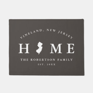 Grey and White State of New Jersey Map Mat. Deurmat