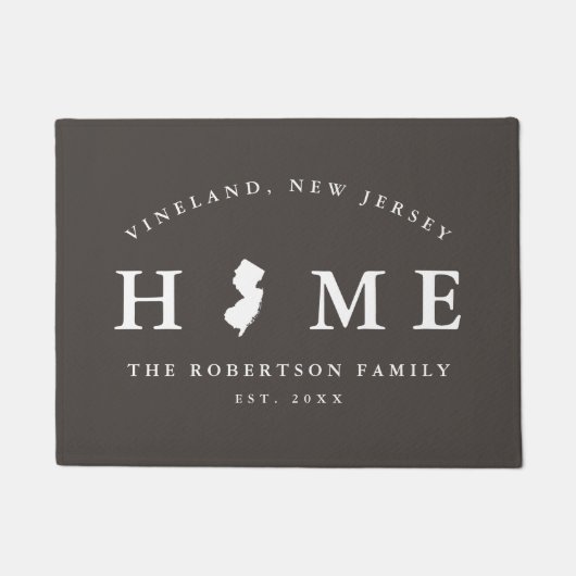 Grey and White State of New Jersey Map Mat. Deurmat (Voorkant)