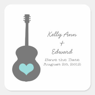 Grey/Aqua Guitar Heart Enregistrer les stickers Da