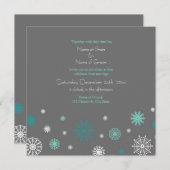 Grey Aqua Snow Winter Uitnodiging Kaarten (Voorkant / Achterkant)