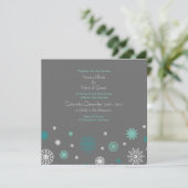 Grey Aqua Snow Winter Uitnodiging Kaarten (Staand voorkant)