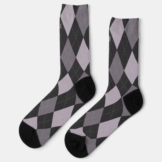 Grey Argyle Monogram Initiaal Sokken (Links)
