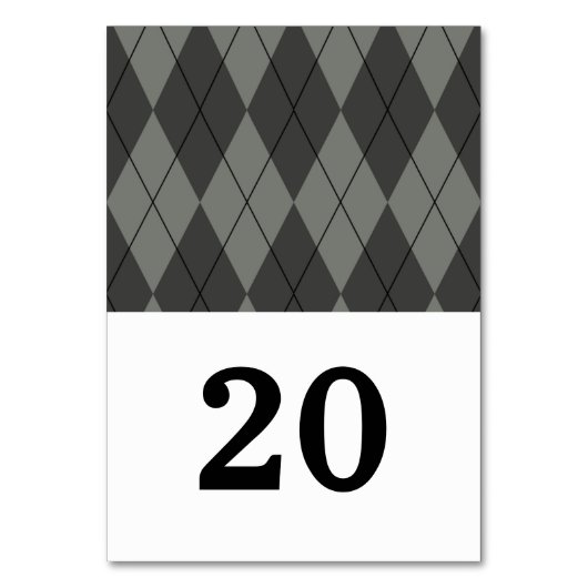 Grey Argyle Wedding Table Kaart (Voorkant)