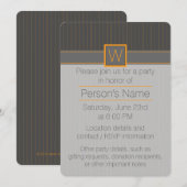 Grey avec Orange Pinstripes Party Invitation (Devant / Derrière)