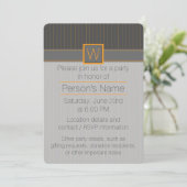 Grey avec Orange Pinstripes Party Invitation (Debout devant)