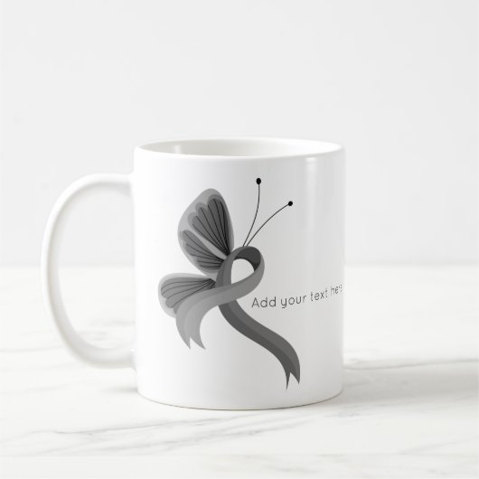 Grey Awareness Ribbon Butterfly Coffee Mok (Links)