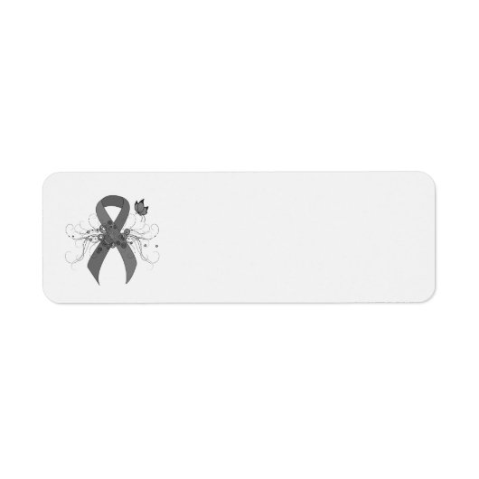 Grey Awareness Ribbon with Butterfly Etiket (Voorkant)