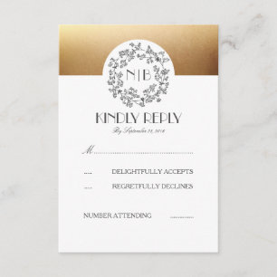 Grey Baby's Breath Gold Wedding RSVP Kaarten Kaartje