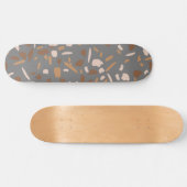 Grey Beige Tan Brown Terrazzo Marble Pattern Skateboard (Horizontaal)
